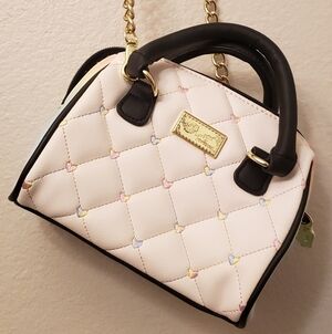 Betsey Johnson Quilted Cream and Black Hobo Bag